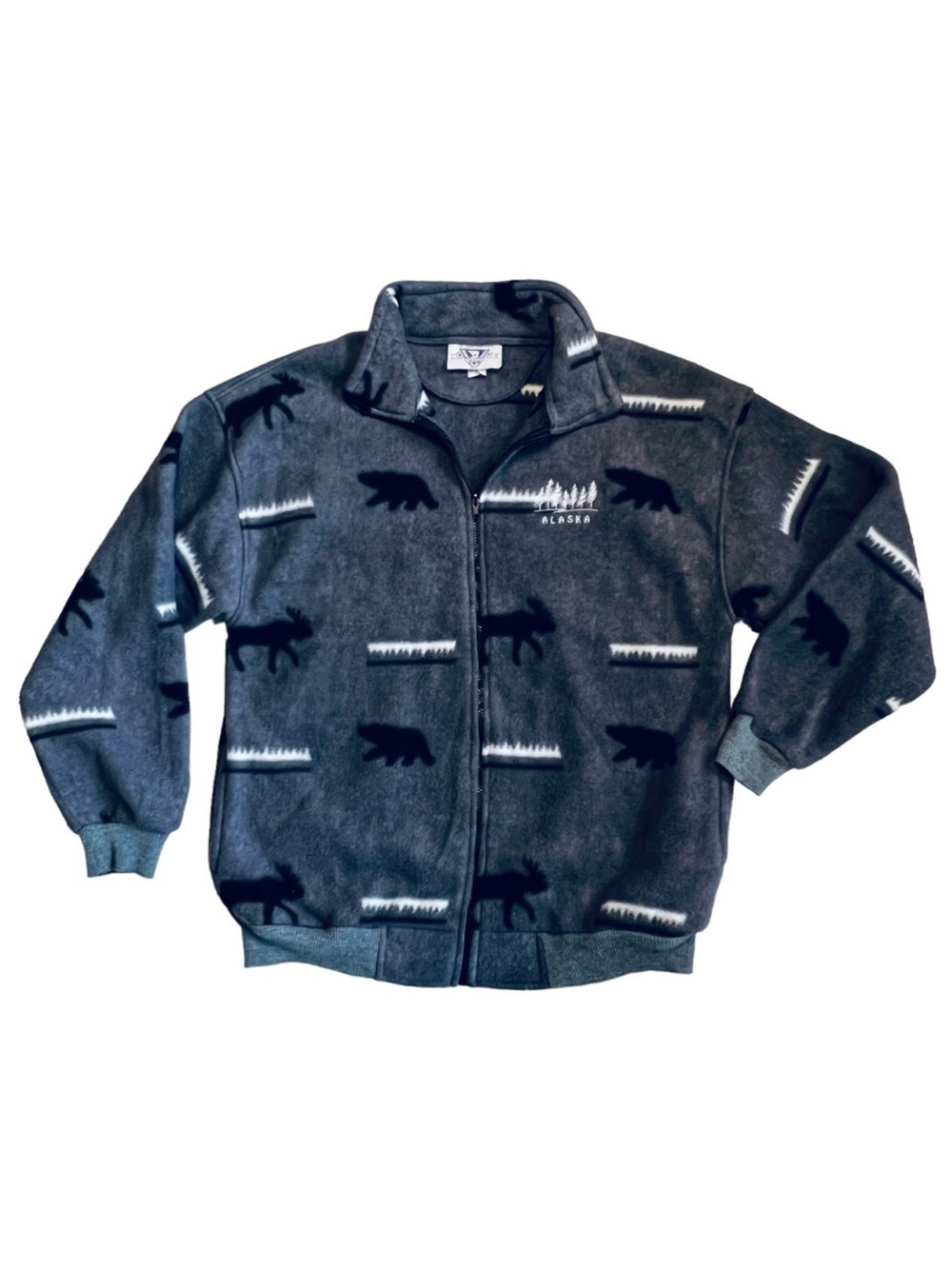 Arctic Image Vintage 90s Women’s Sz XL Gray Fleece Jacket 90s Full Zip Moose